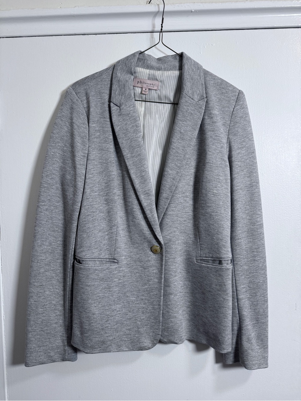 Philosophy Light Gray Single-Button Knit Blazer